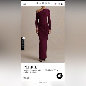 Club L London Burgundy Asymmetric Long Sleeve Dress